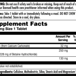 Betaine HCl Plus 250mg - 100 tabs фото2