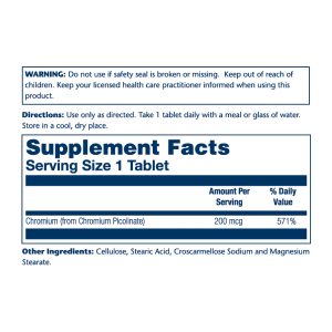 Chromium Picolinate 200mcg - 50 tabs фото2