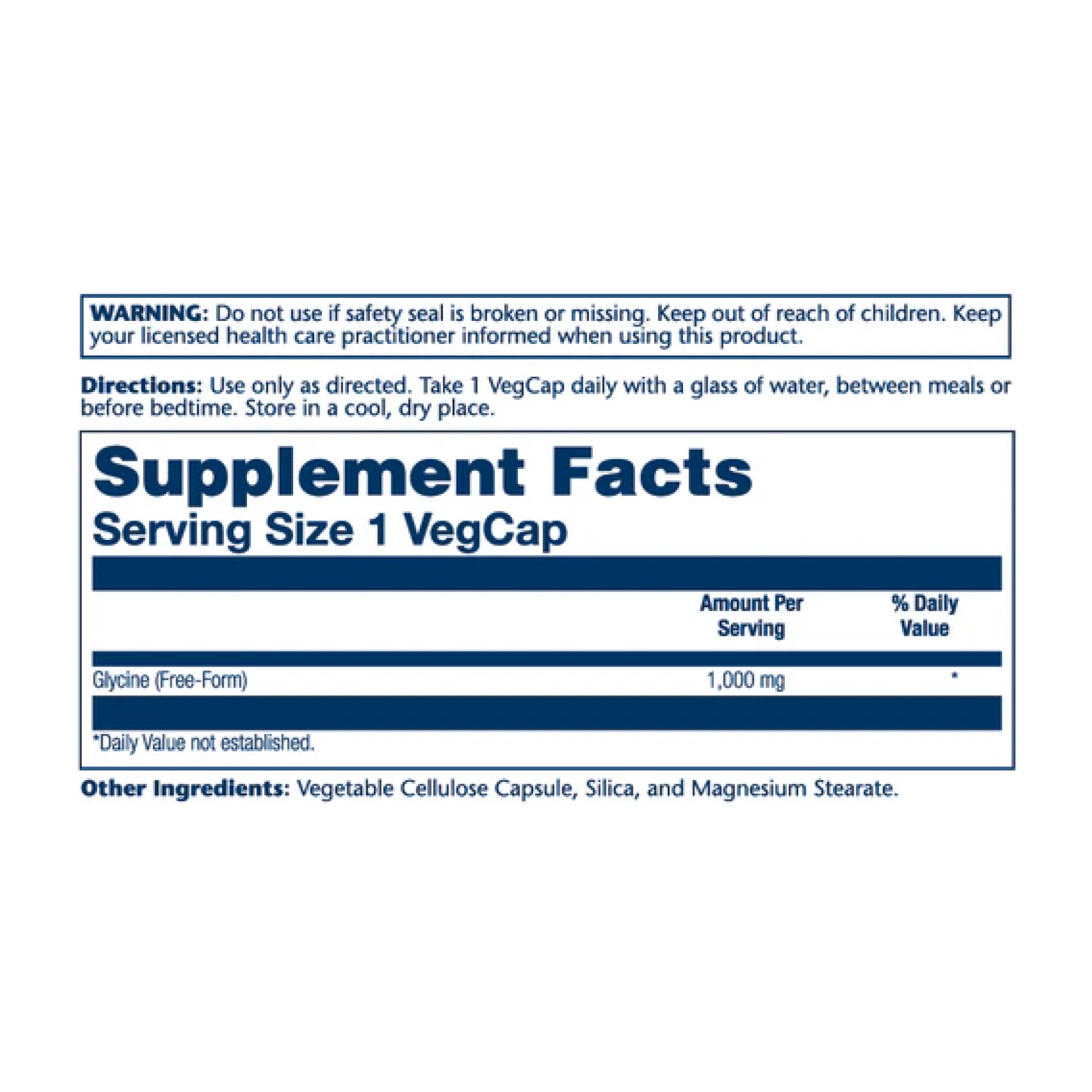 Glycine Free Form 1000mg - 60 vcaps фото2