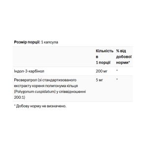 Indole-3-Carbinol with Resveratrol 200mg - 60 caps фото2