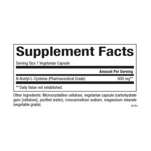 N-Acetyl-L-Cysteine Amino Acid 600mg - 60 vcaps фото2