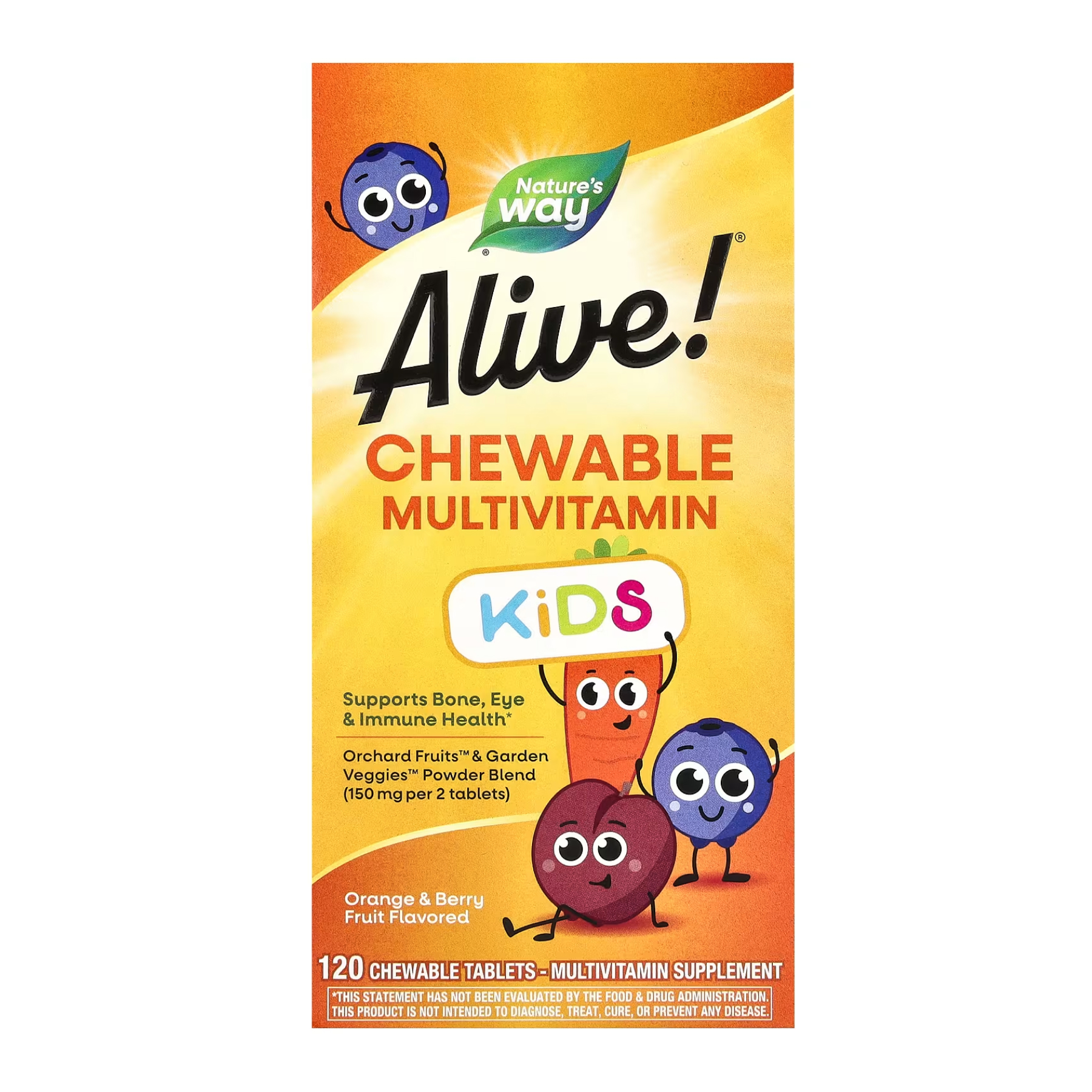 Alive! Children's Chewable Multivitamin - 120 tabs Orange and Berry фото1