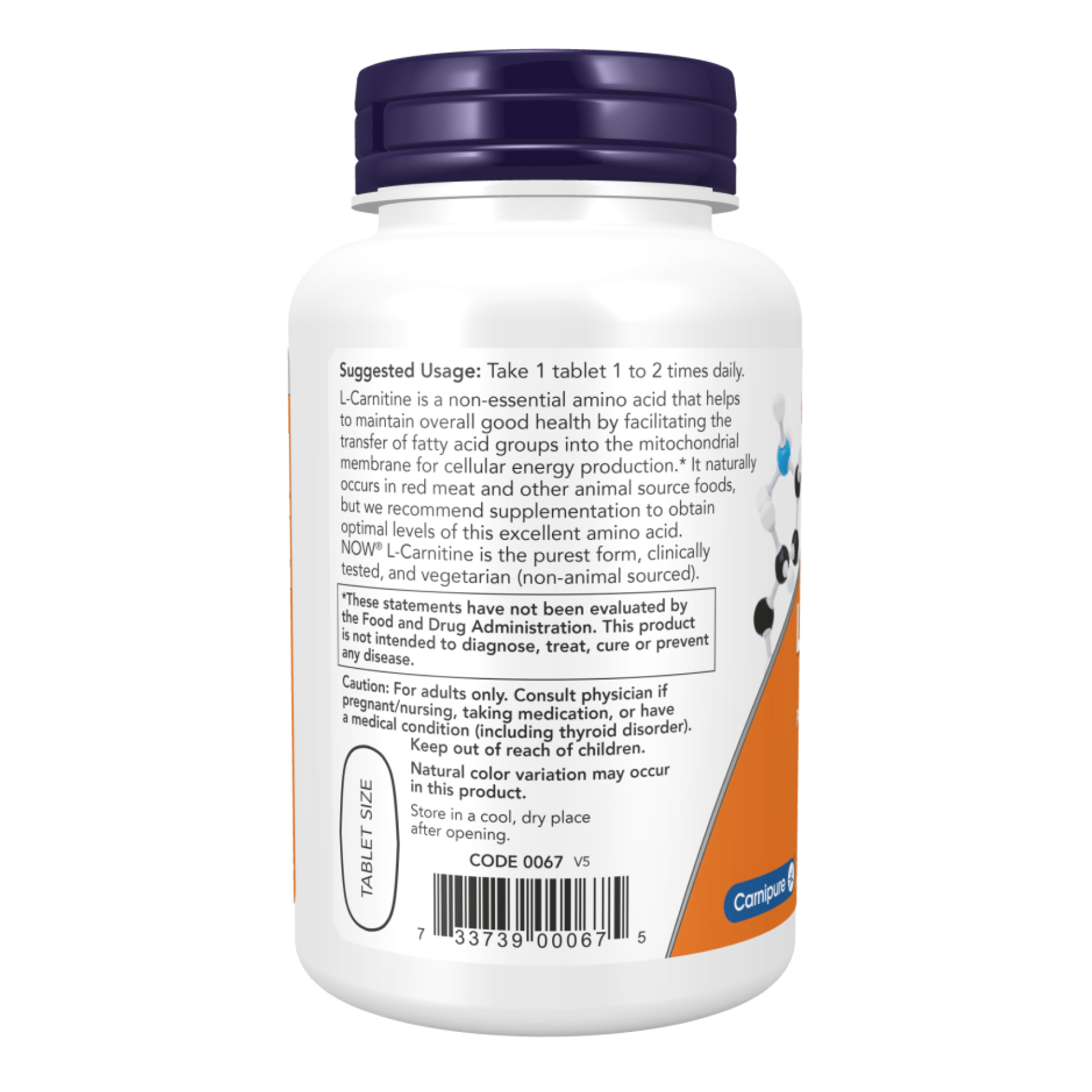 Carnitine Tartrate 1000mg - 100 tabs фото3