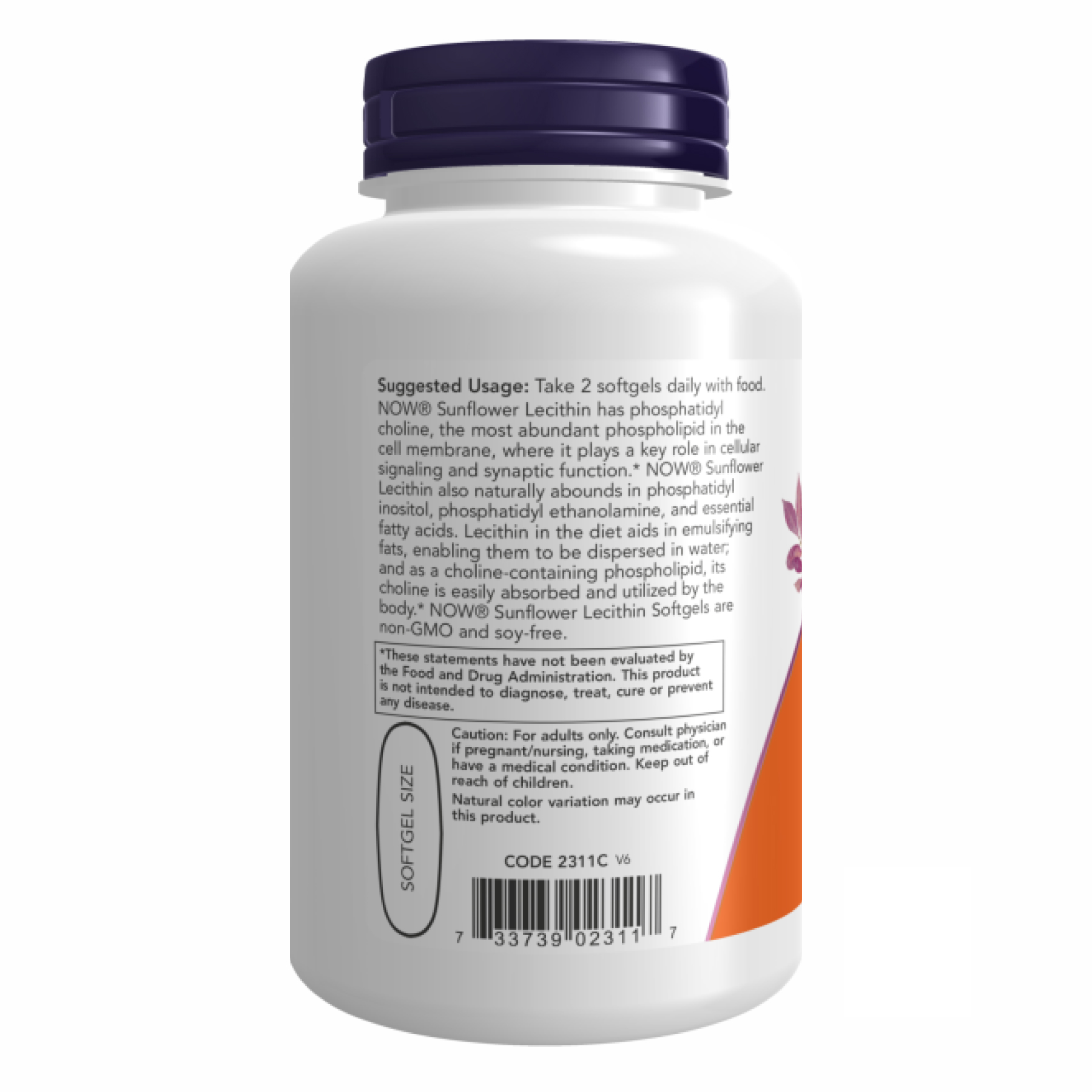 Sunflower Lecithin 1200 mg - 100 sgels фото3