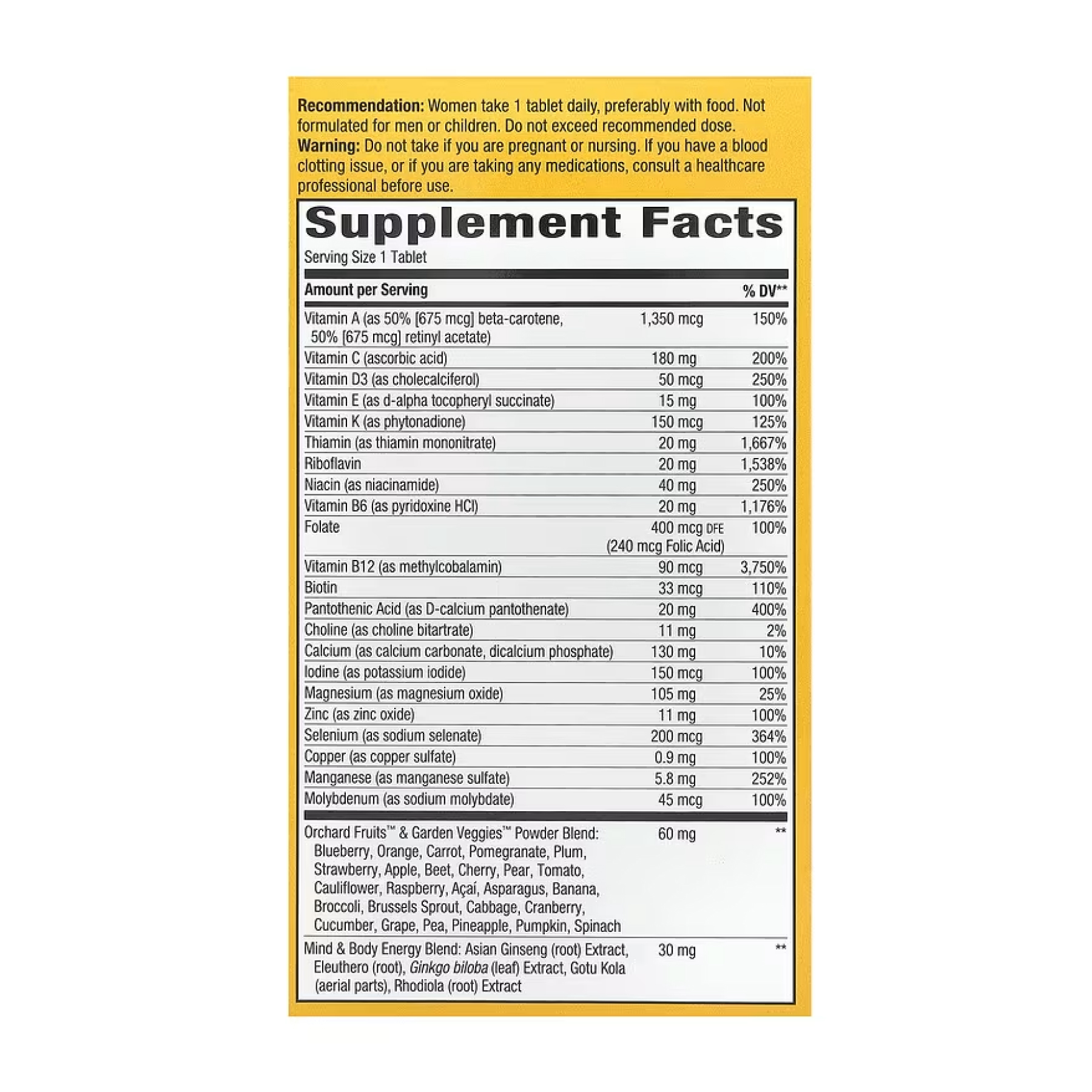Once Daily Women 50+ Ultra Multivitamin- 60 tabs фото2
