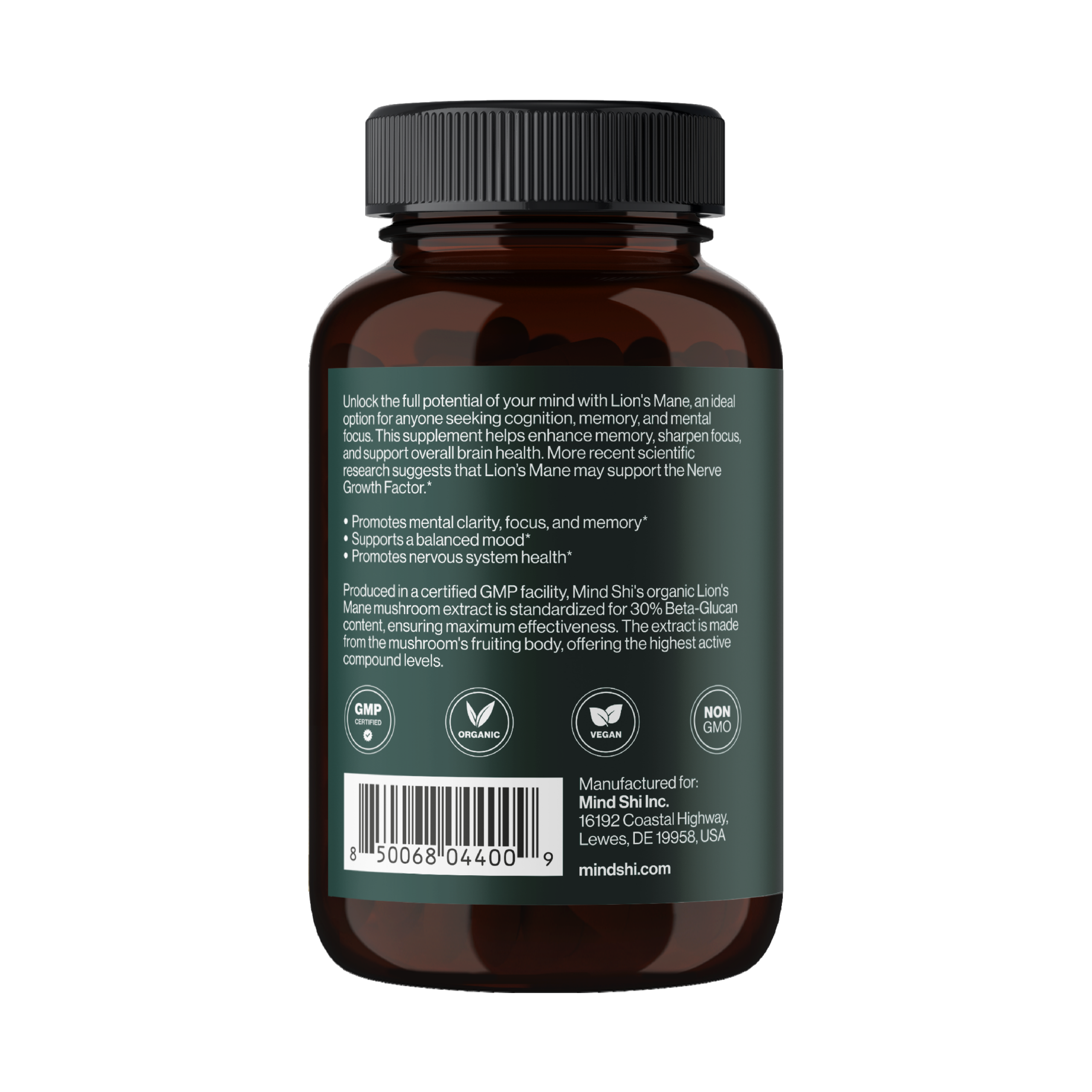 Lion's Mane Mushroom 1000 mg - 60 vegcaps фото3