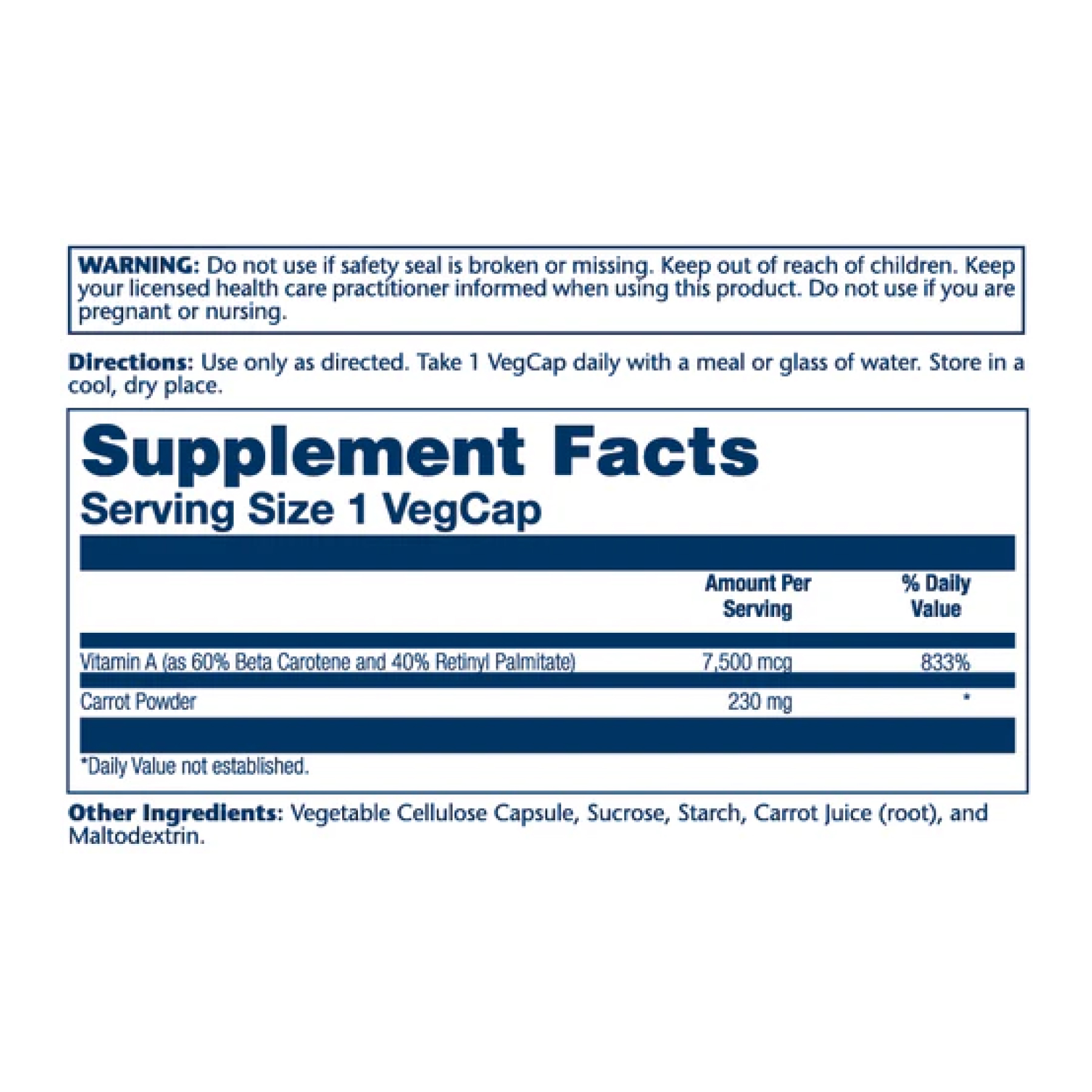 Vitamin A Dry Form 7600mcg - 60 caps фото2