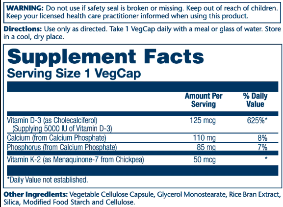 Vitamin D-3 & K-2 - 60 vcaps фото2