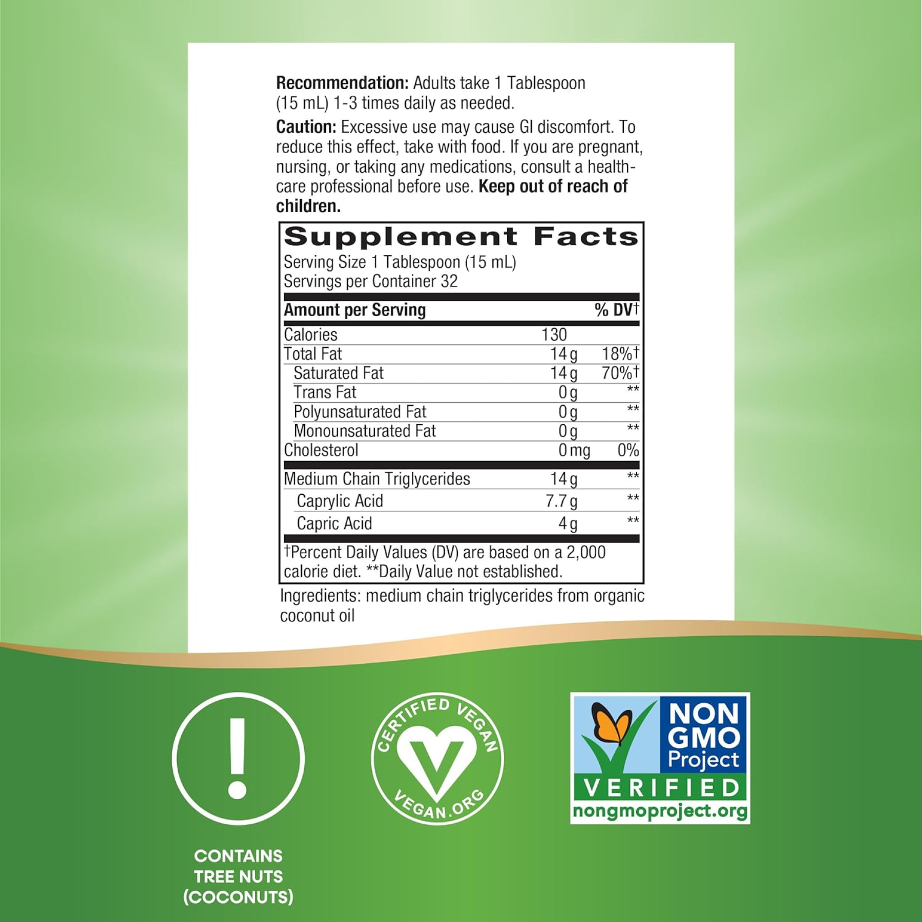 100% Organic MCT Oil - 16 oz фото2