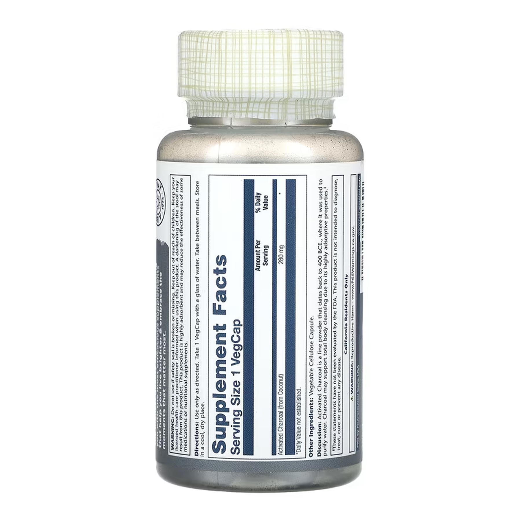 Activated Charcoal, Coconut 280mg - 90 vcaps фото2