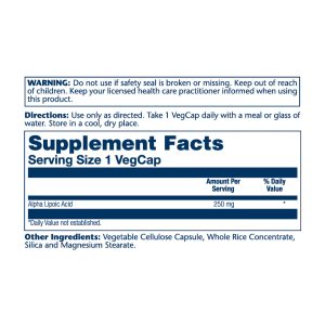 Alpha Lipoic Acid 250mg - 60 vcaps фото2