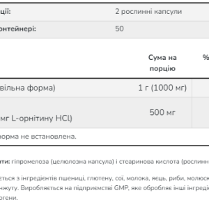 Arginine/Ornithine - 100 vcaps фото2