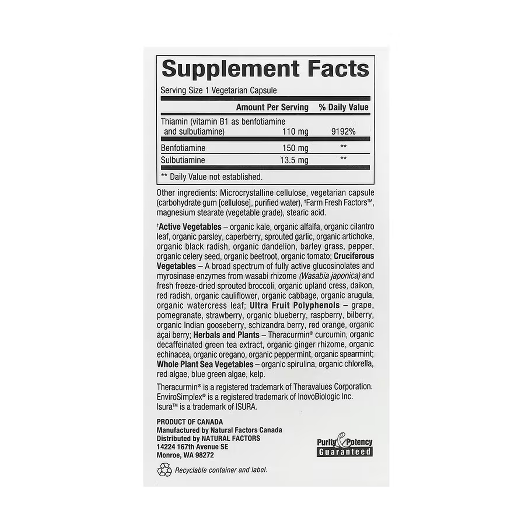 BioCoenzymated Benfotiamine - 30 caps фото2