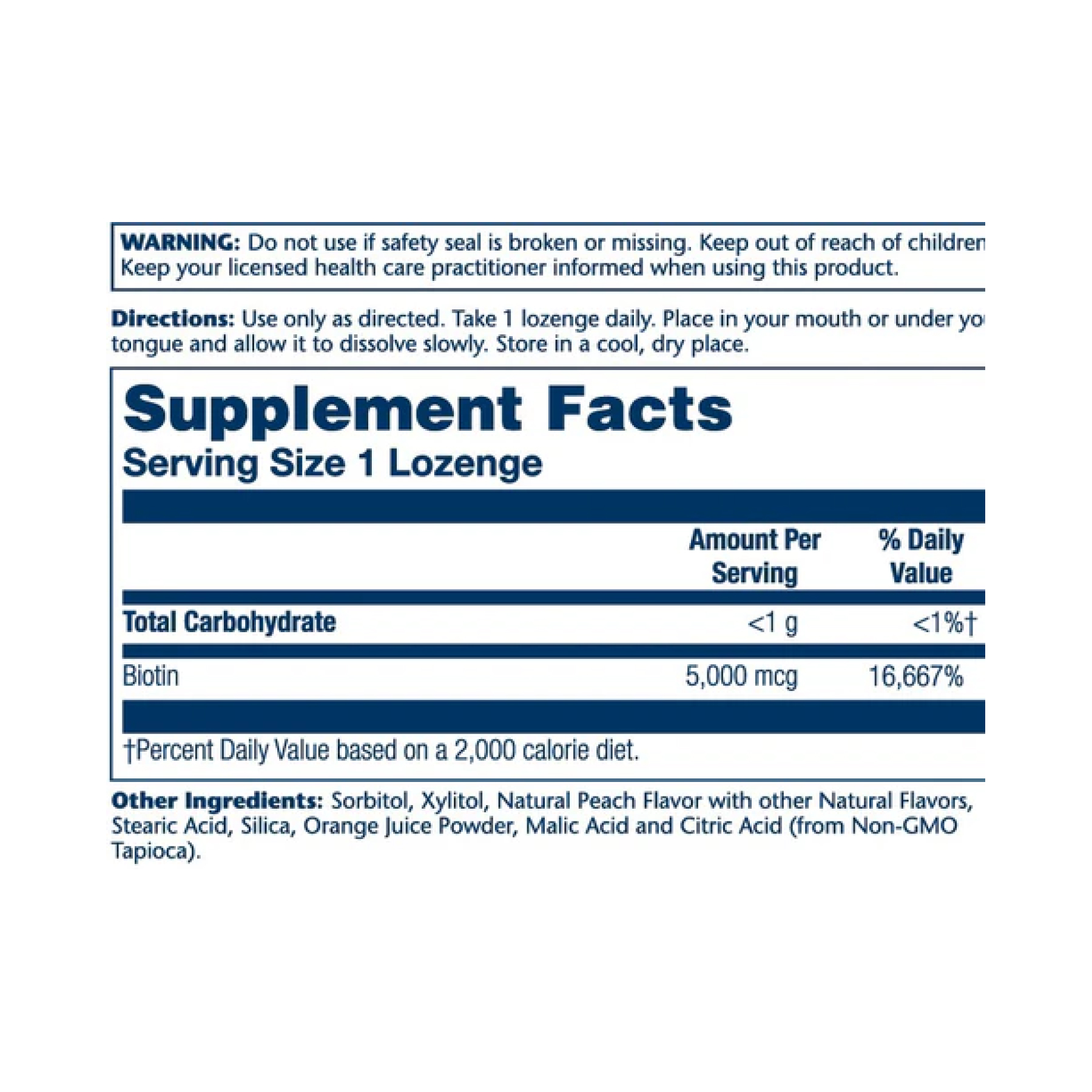 Biotin 5000mcg - 60 Lozenges Natural Peach, Strawberry, Banana фото2