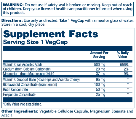 Vitamin C with Bioflavonoid Concentrate 500mg - 100 vcaps фото2