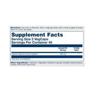 Cool Cayenne Pepper 40,000 HU 600mg - 90 vcaps фото2