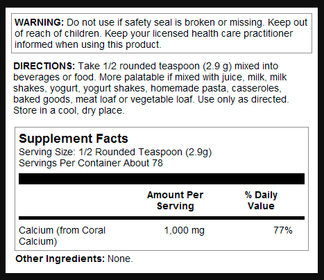 Coral Calcium Powder 1000mg - 8oz фото2