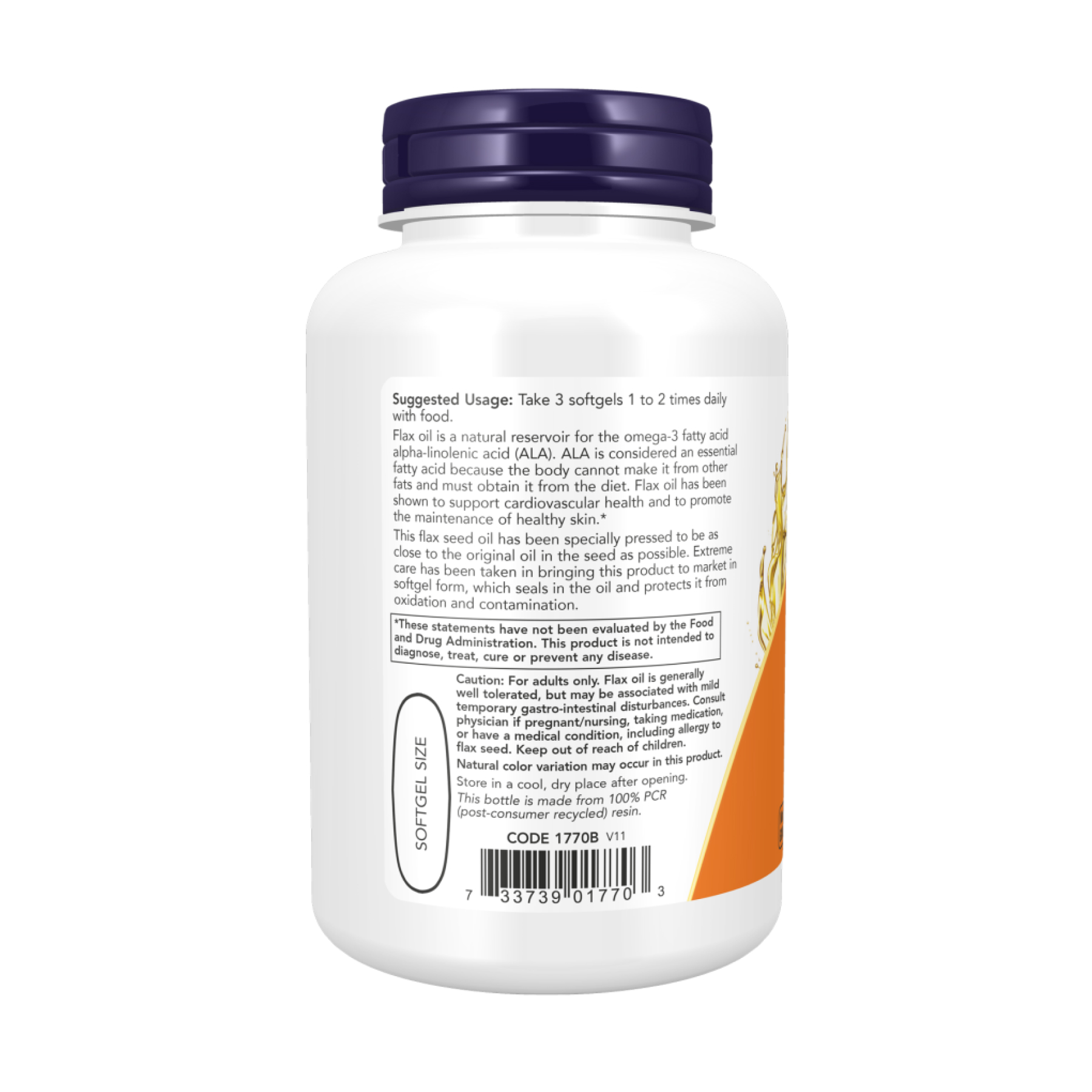 Flax Oil 1000mg - 100 softgels фото3