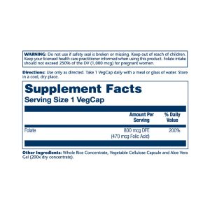 Folic Acid 470 mcg (800 mcg DFE) - 100 caps фото2