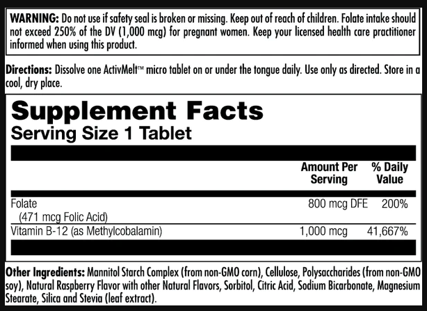 Folic Acid Methyl B-12 800mcg - 60 tabs Raspberry фото2