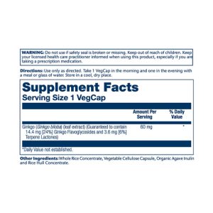 Ginkgo Biloba Leaf Extract 60mg - 60 vcaps фото2