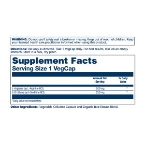 L-Arginine L-Ornithine 750mg - 50 vcaps фото2