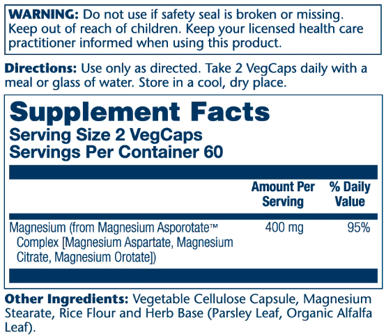 Magnesium Asporotate 400mg - 120 vcaps фото2