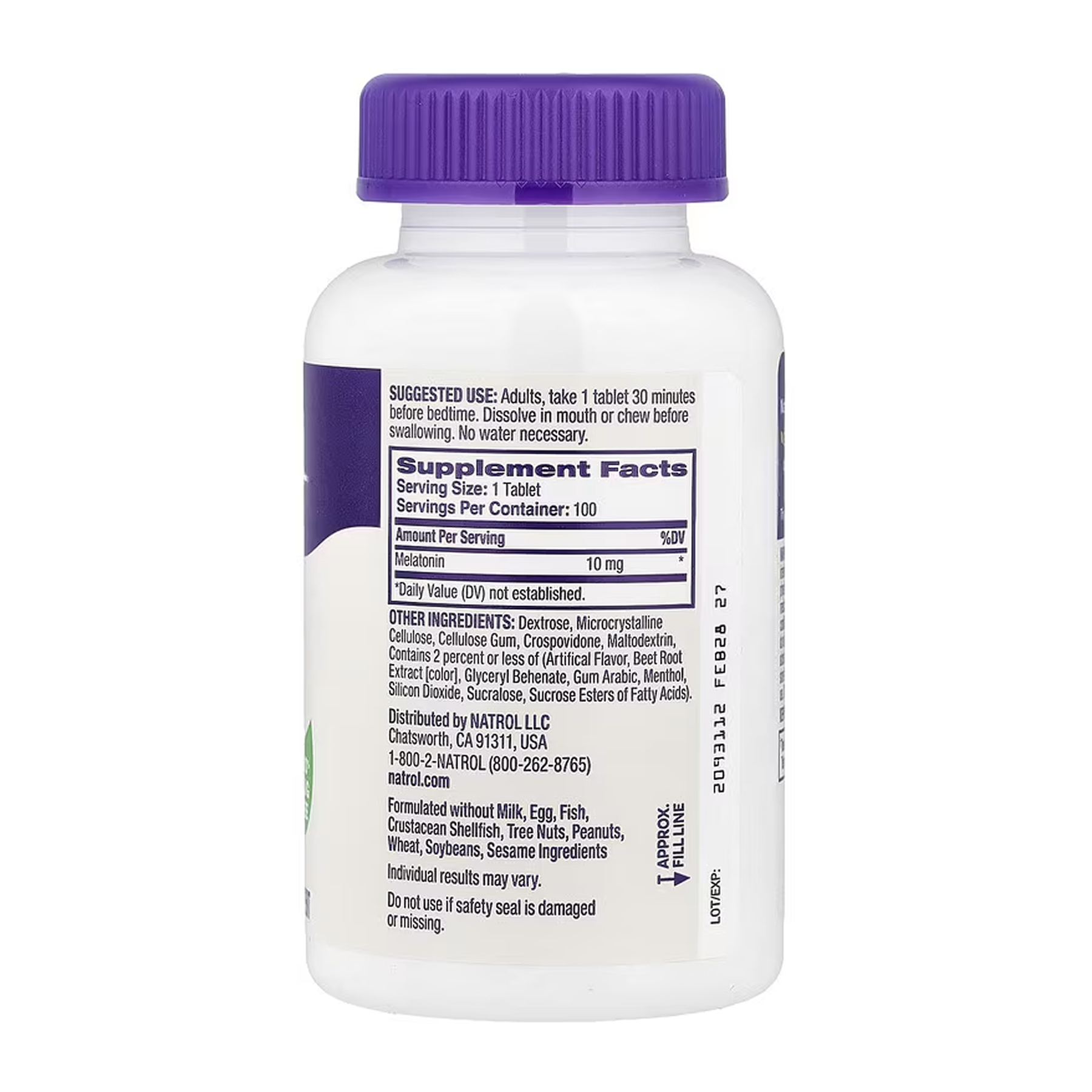 Melatonin 10mg - 100 tabs фото2