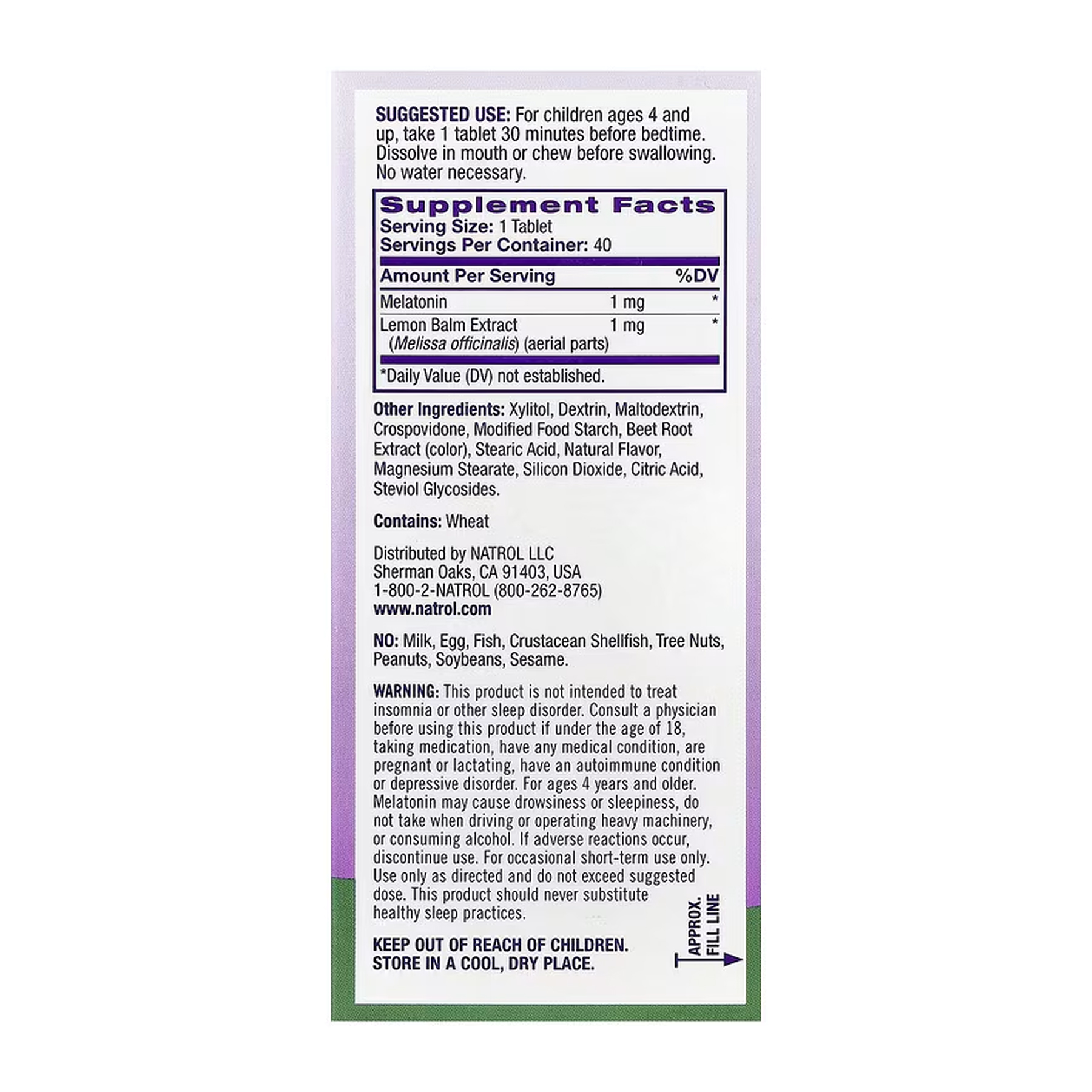 Kids Melatonin 1mg - 40 tabs фото2