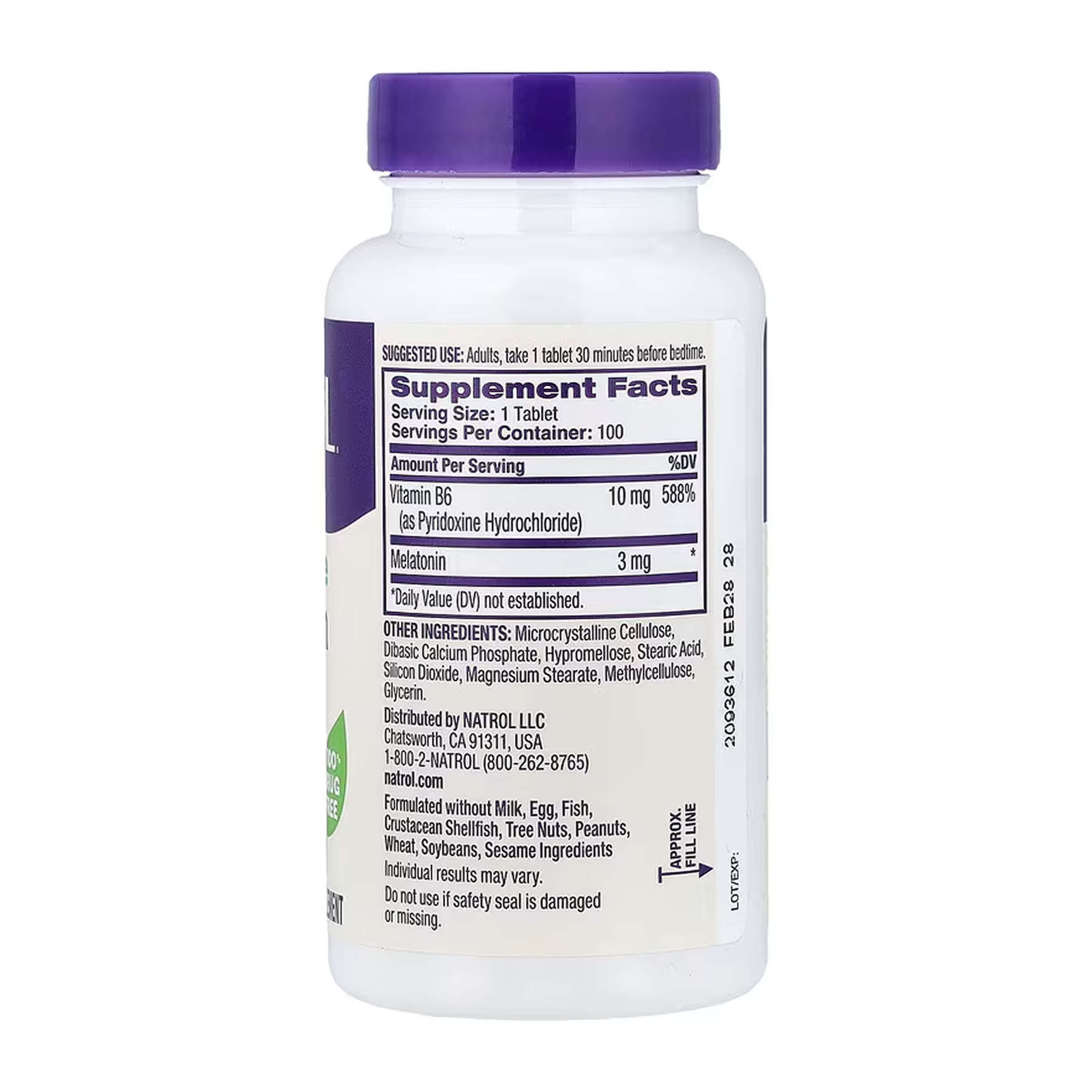 Melatonin 3mg - 100 tabs фото2