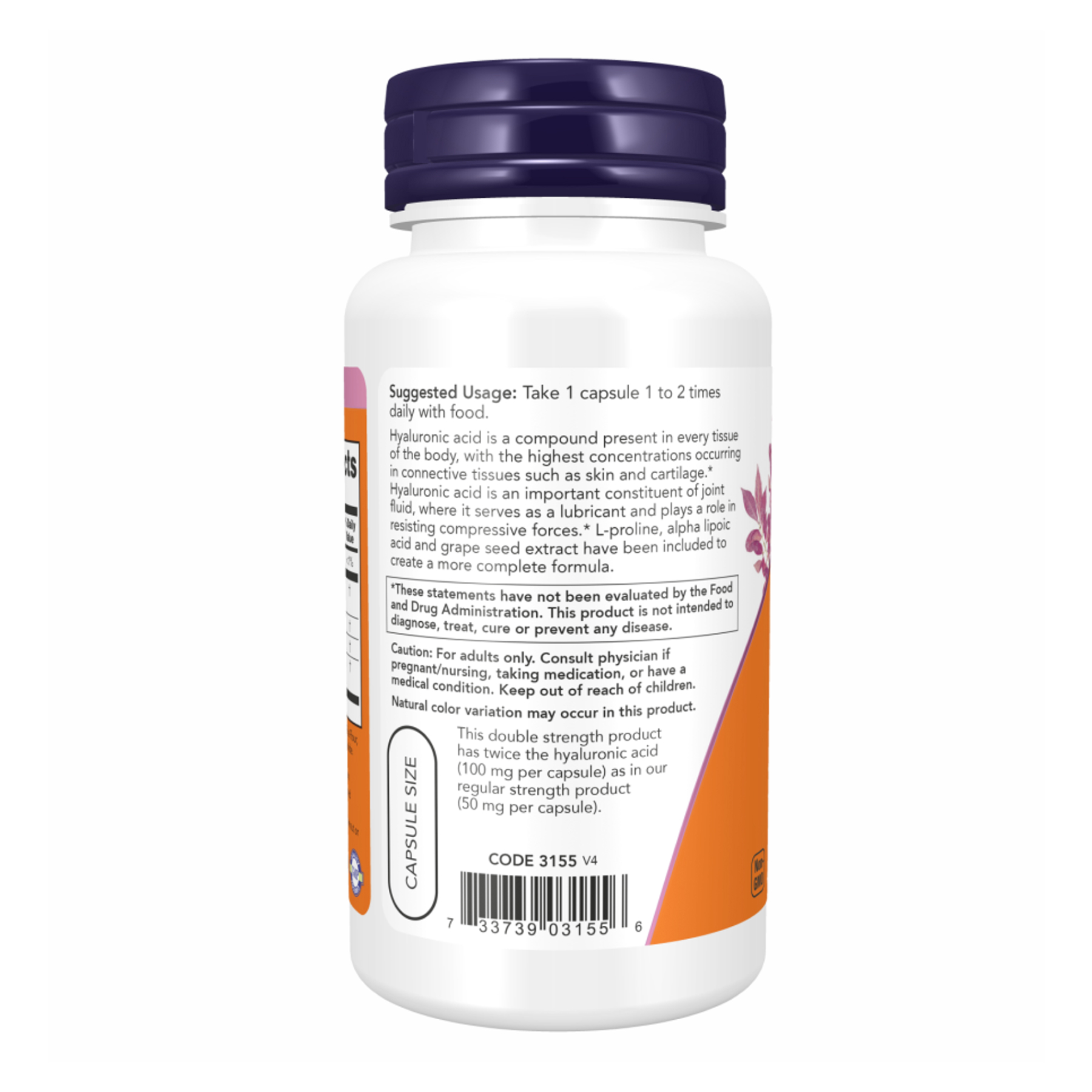 Hyaluronic Acid 100mg 2X Plus - 60 vcaps фото3