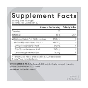Omega-3 Fish Oil Alaska Pollock 1250mg - 30 softgels фото2