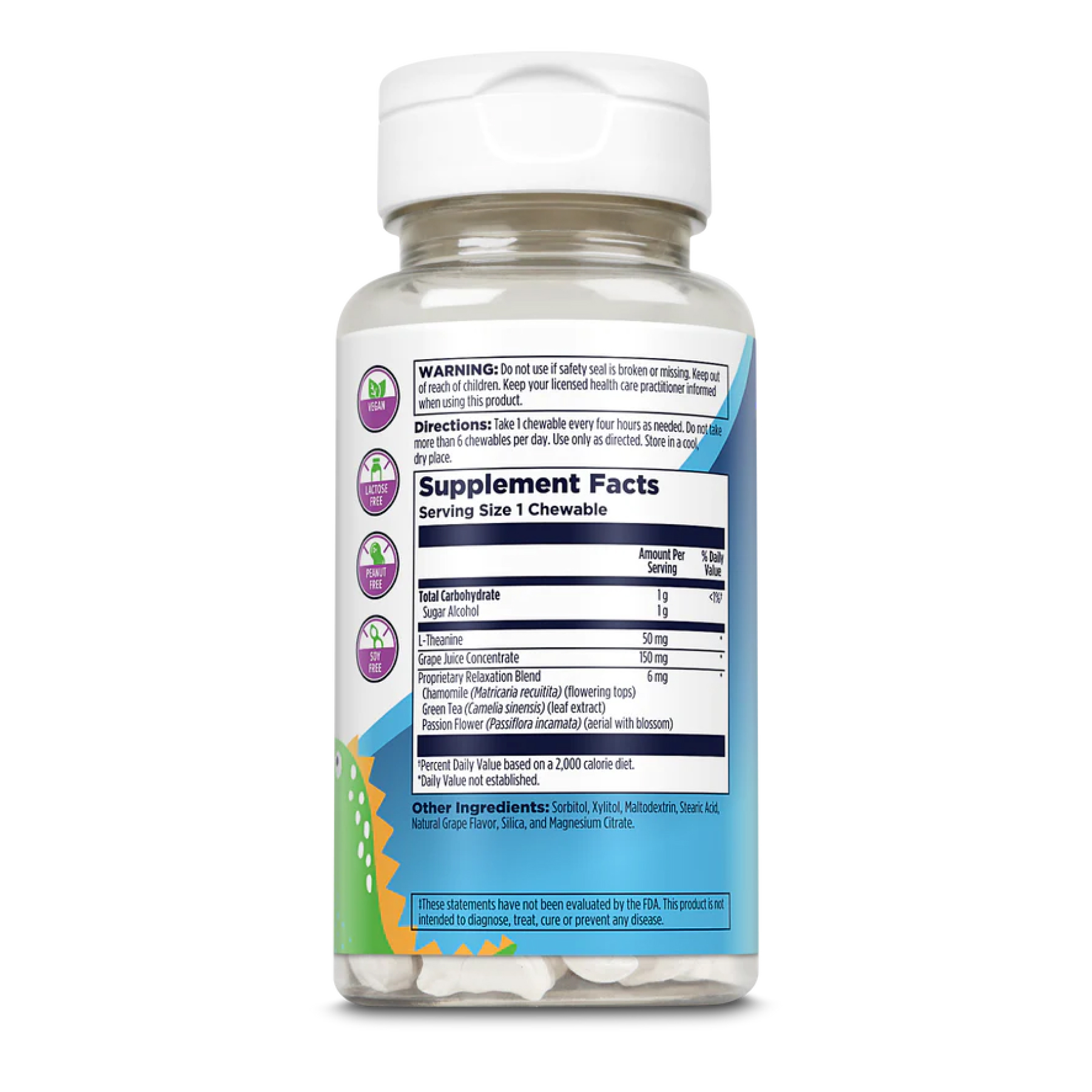 Relax-a-Saurus - 30 chewable Grape фото2