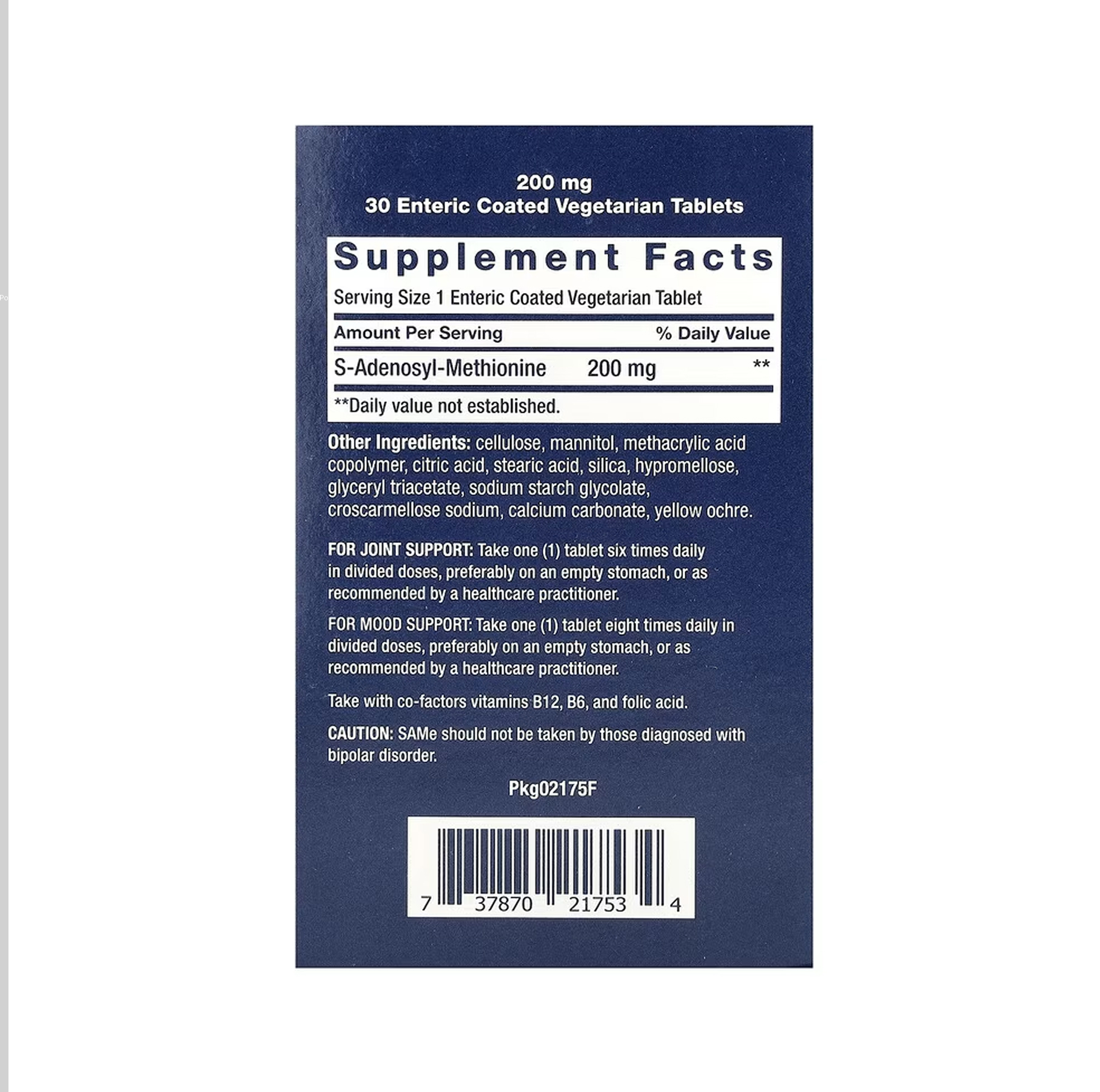 SAMe 200mg - 30 enteric-coated vegetarian tabs фото2