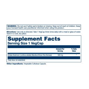 Shiitake Mushroom 600mg - 100 vcaps фото2