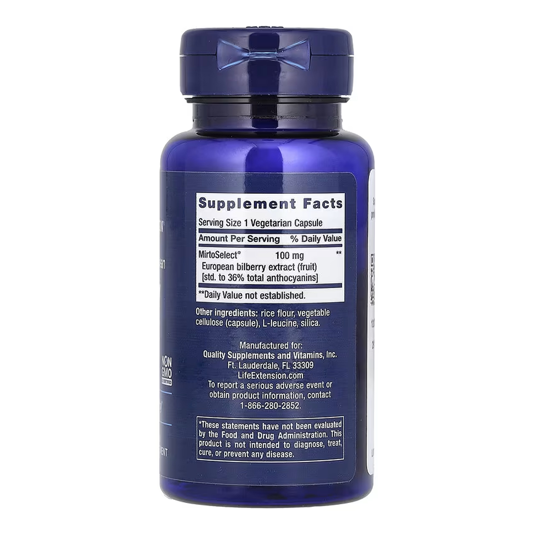 Standardized European Bilberry Extract 100 mg - 90 vcaps фото2