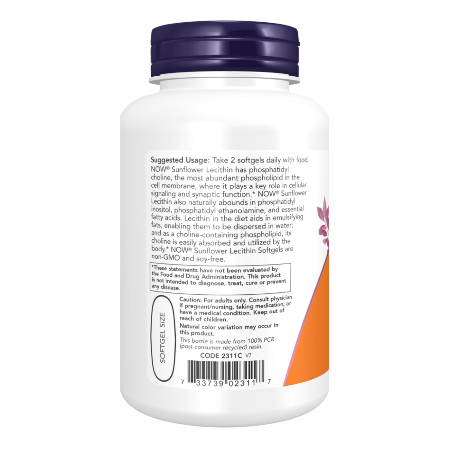 Sunflower Lecithin 1200mg - 200 sgels фото3