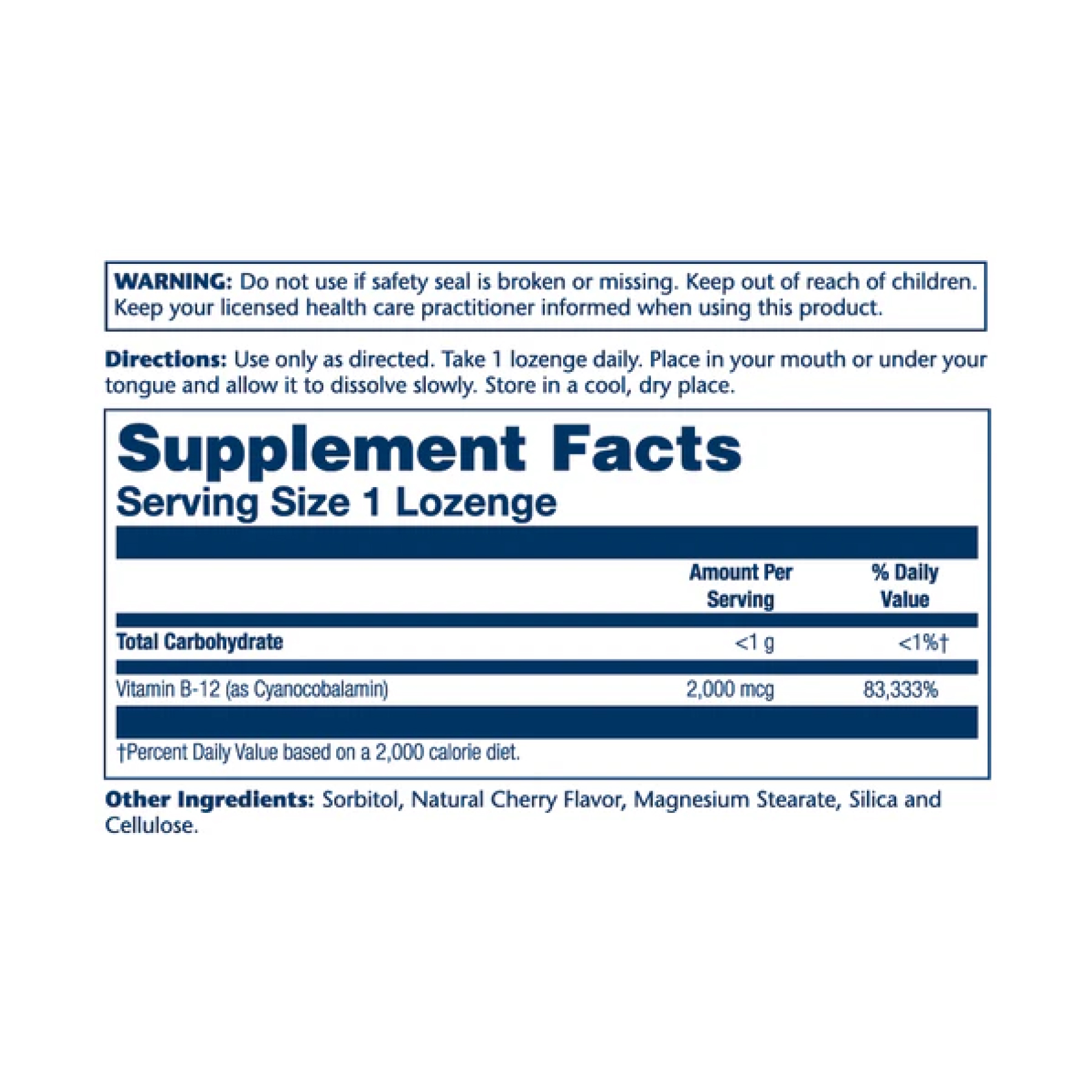Vitamin B-12 2000mcg - 90 lozenges Natural Cherry фото2