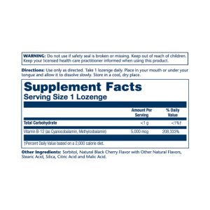 Vitamin B-12 5000mcg - 30 lozenges Natural Cherry фото2