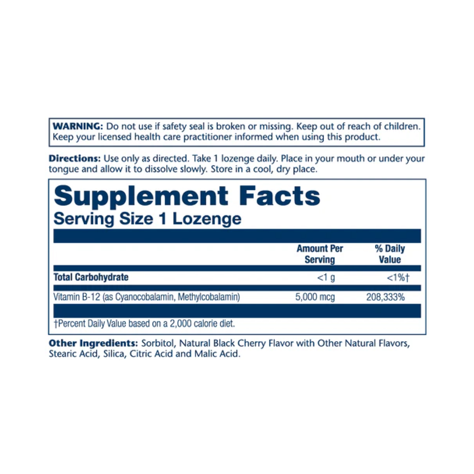 Vitamin B-12 5000mcg - 30 lozenges Natural Cherry фото2