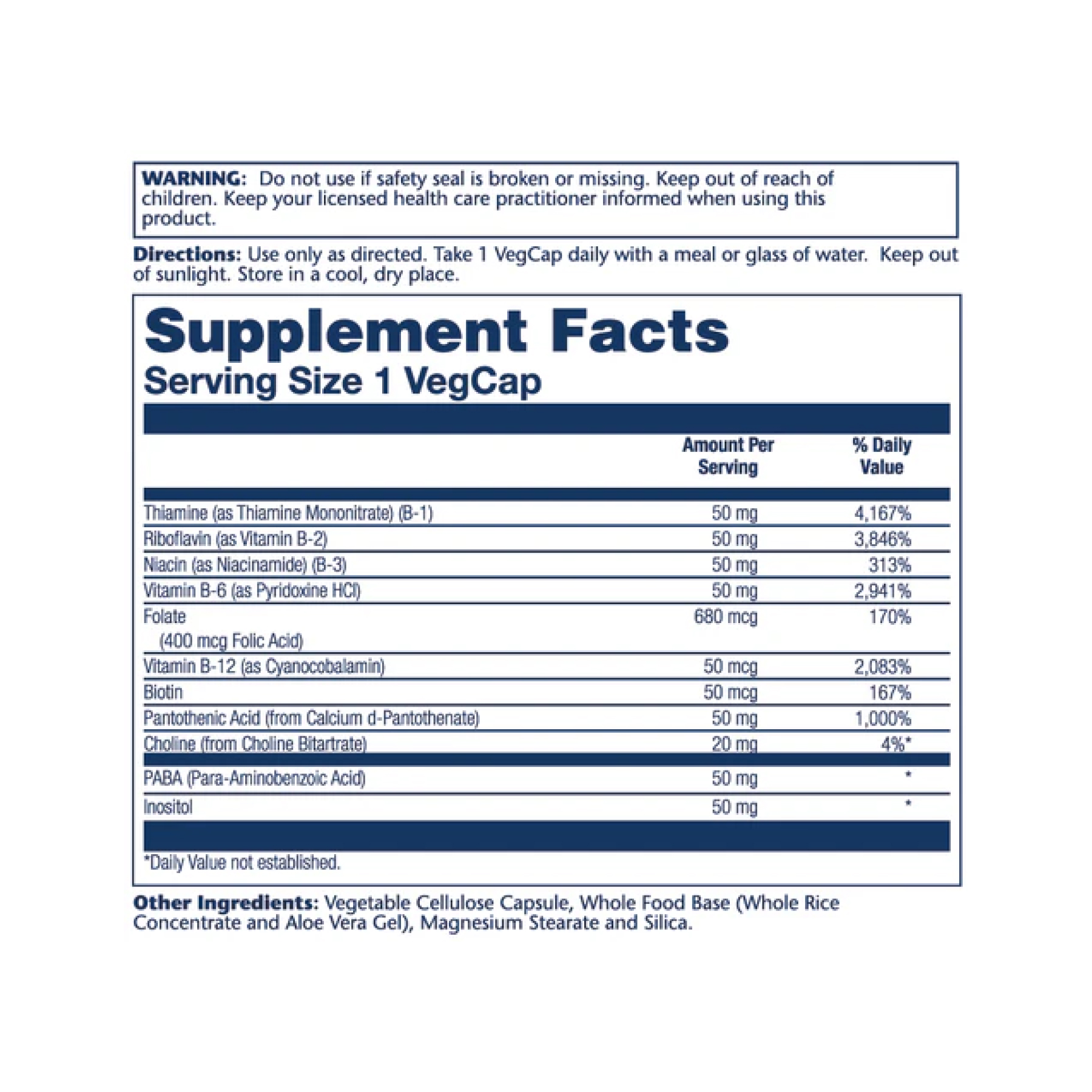 Vitamin B-Complex 50 50mg - 100 vcaps фото2