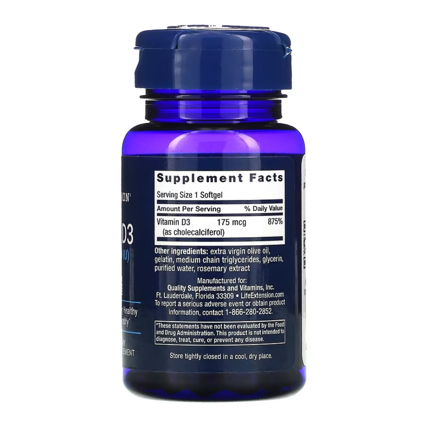 Vitamin D3 175 mcg (7000 IU) - 60 softgels фото2