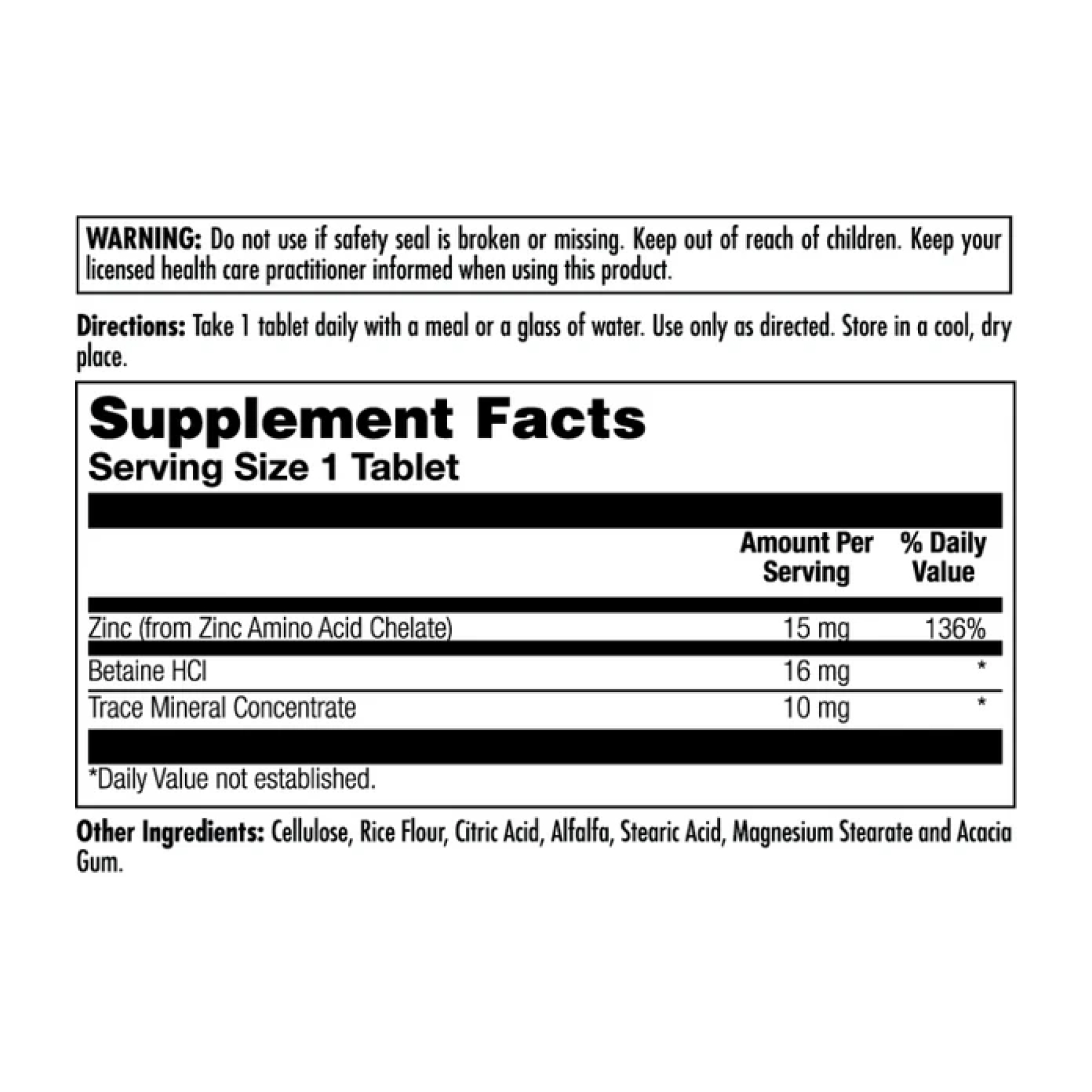 Zinc 15+ Chelated - 100 tabs фото2