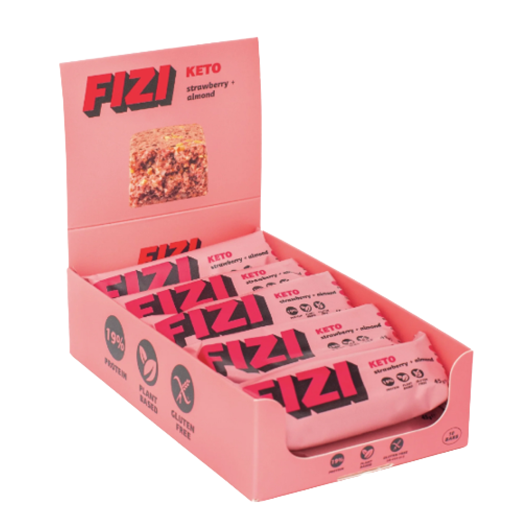 KETO Protein Bar - 10x45g Strawberry + Almond фото1