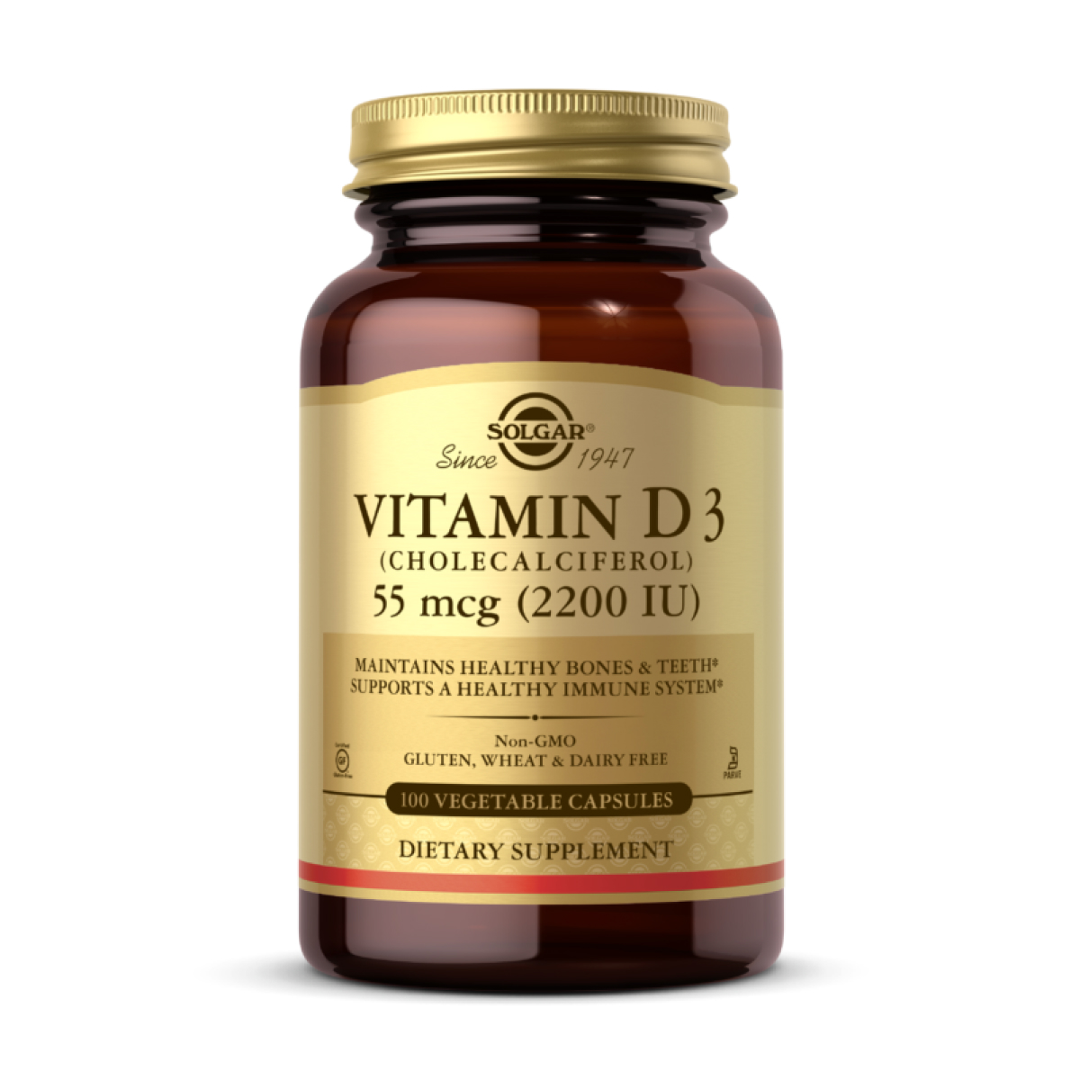 Vitamin D3 (Cholecalciferol) 55 mcg (2200 IU) - 100 vcaps фото1