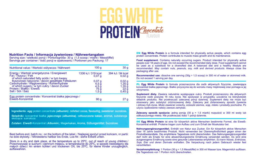 Egg White Protein - 510g Chocolate фото2