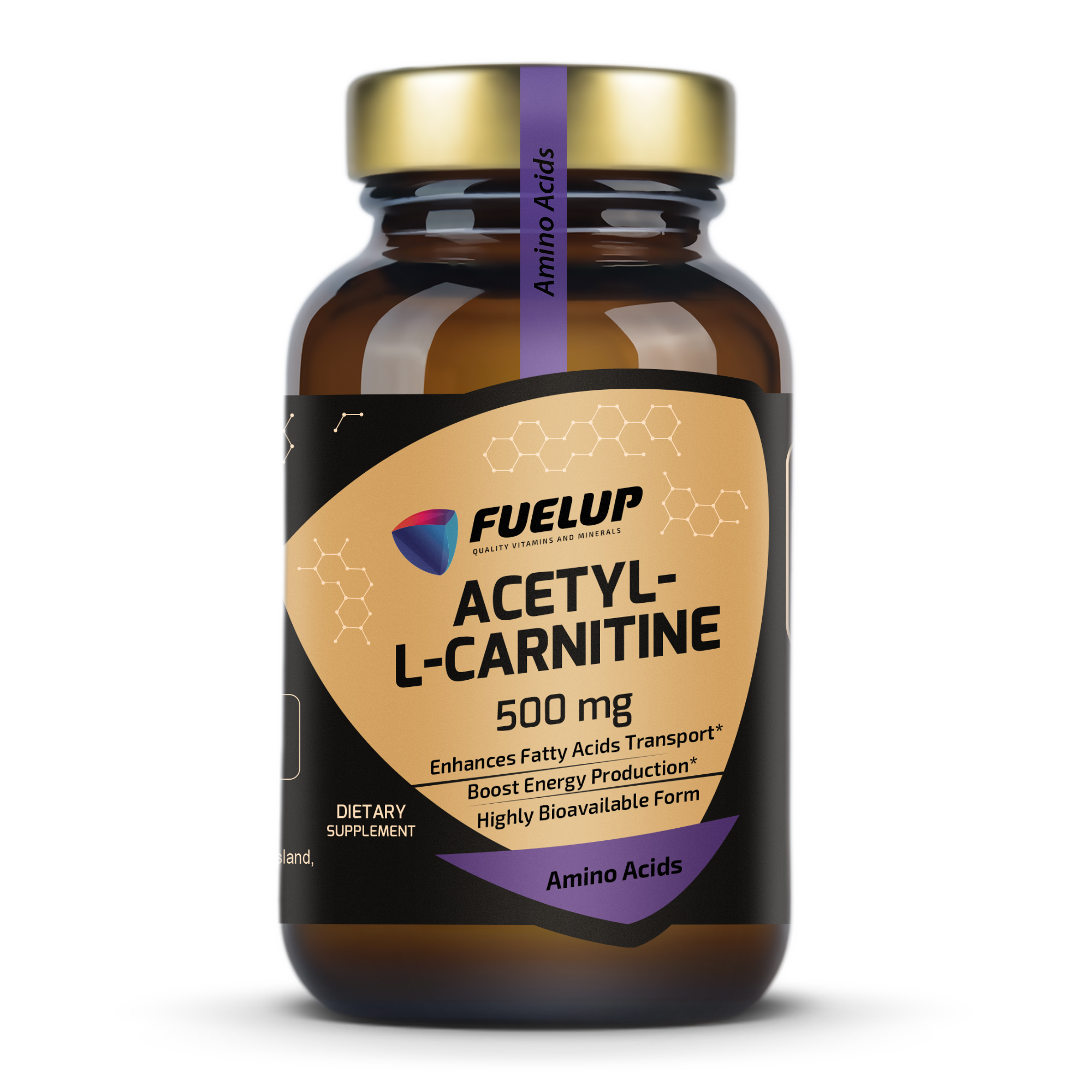 Fuel Up Acetyl L-Carnitine 500 mg 60 капсул, пакування спереду