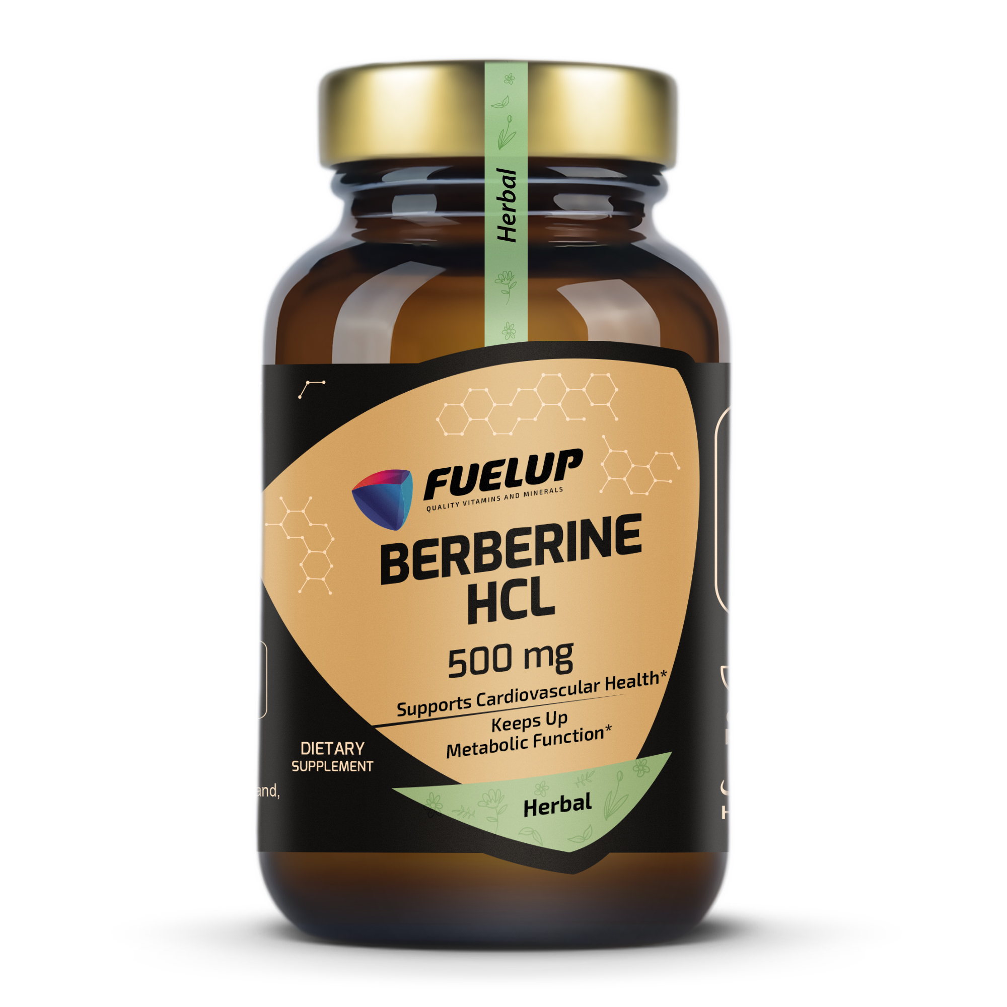 Fuel Up Berberine HCl 500 mg 60 капсул, фронтальний вид банки
