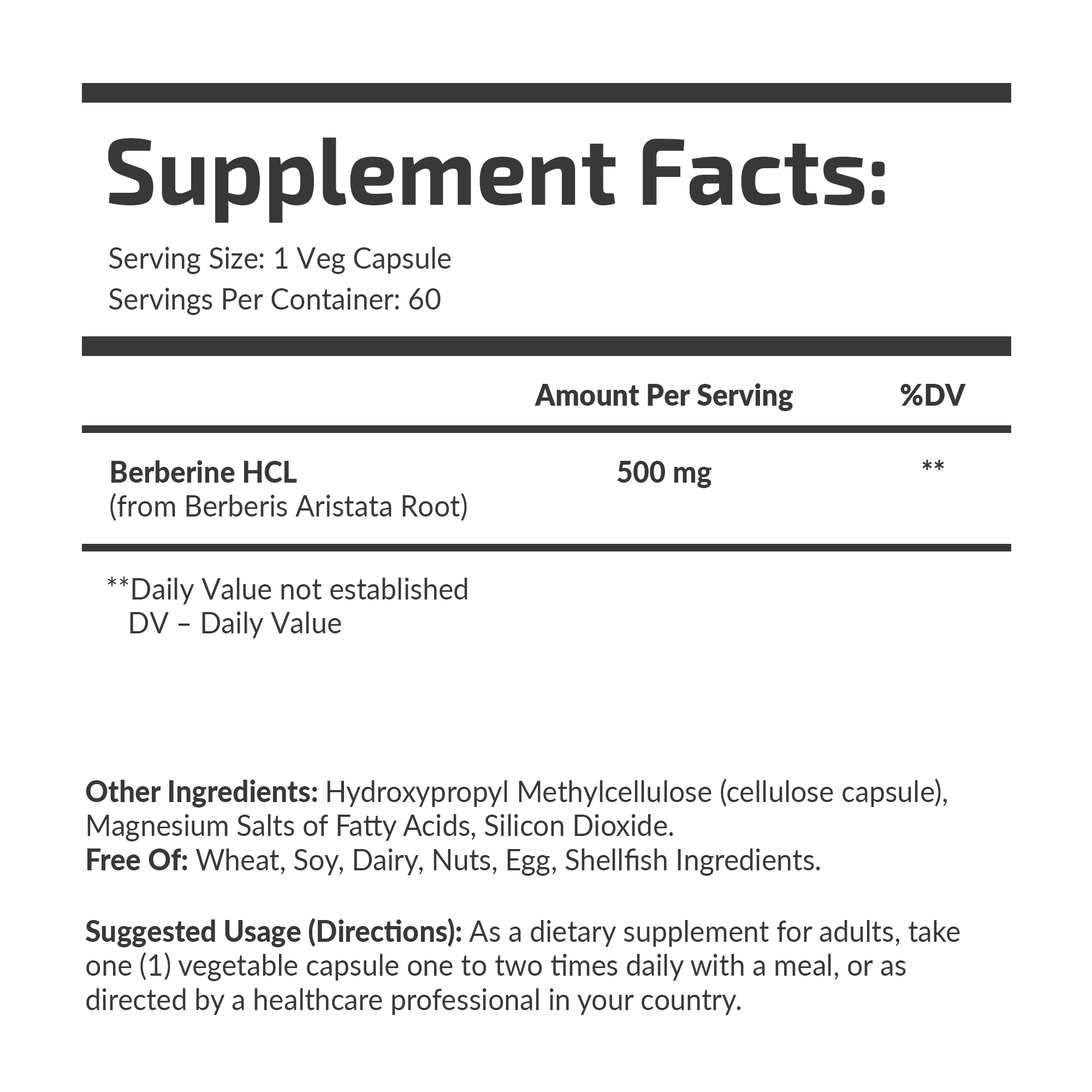 Банка Berberine HCl 500 mg Fuel Up 60 vegcaps, вигляд збоку.