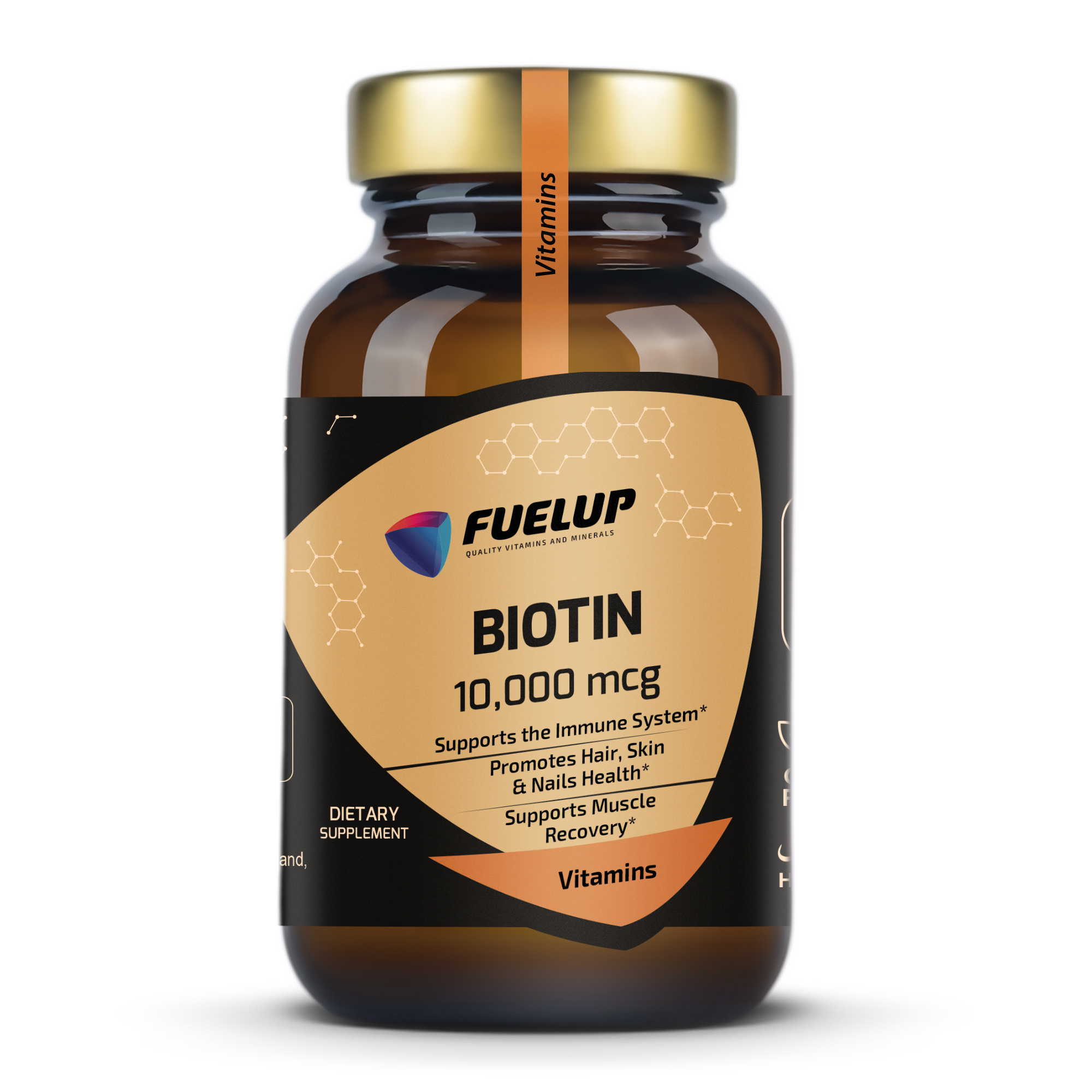 Fuel Up Biotin 10000 mcg 60 капсул посилена формула, спереду